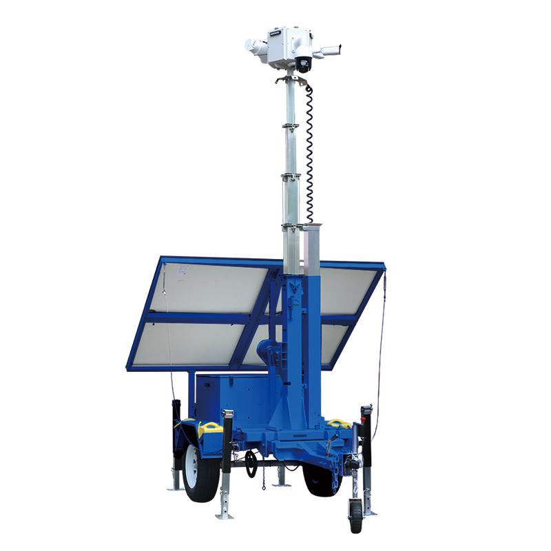 Compact solar surveillance tower, 2 panels